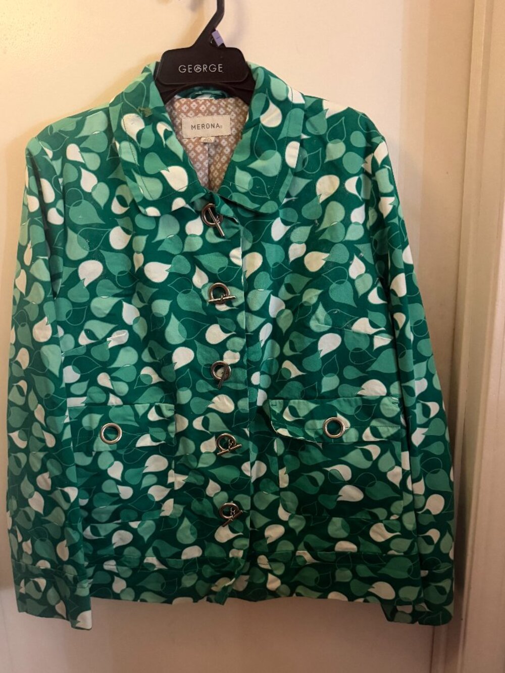 Merona Green Leaf Toggle Jacket W XXL